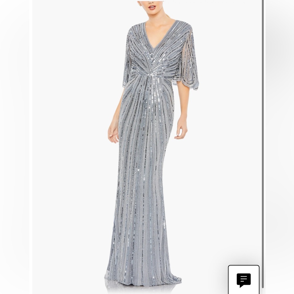 Mac Duggal Silver Sequin Gown